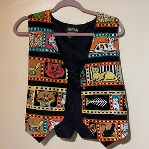 Bob Mackie Vintage 100% silk Cat Vest- Medium